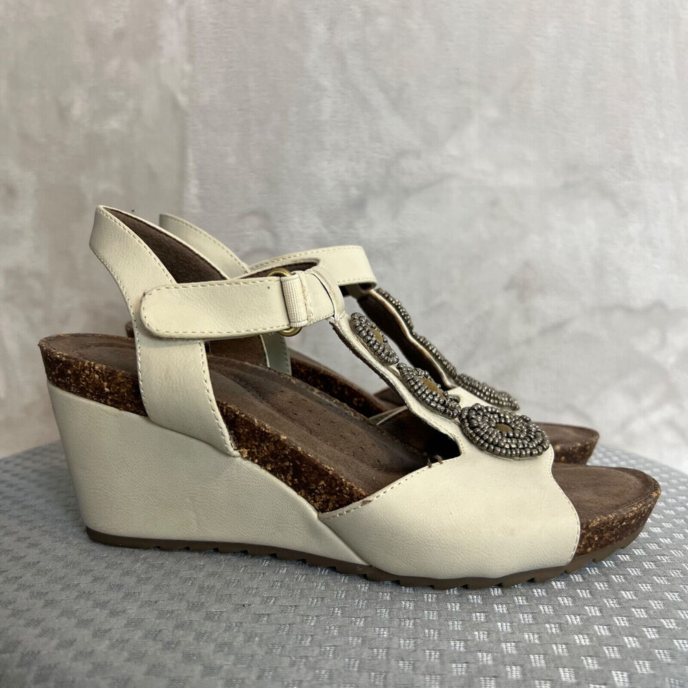 Natural Soul Naturalizer Wedge Sandals Womens 7M Tristin Faux Leather Comfort